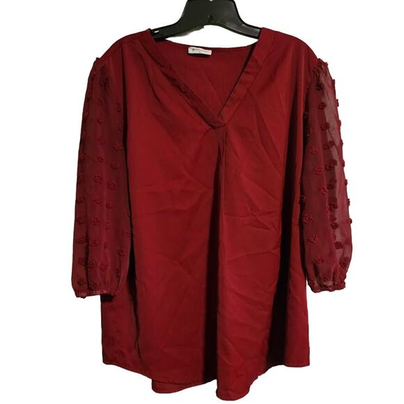 XL Deep Red Bothenial casual blouse with vneck work business - Picture 1 of 5